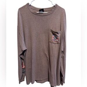 Harley Davidson Tan Long Sleeve Men’s Pocket T-Shirt Graphic Back & Sleeve Sz 2X